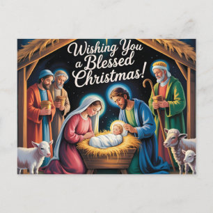 Cartão Postal De Festividades Cena de Natal Saudação de Natal