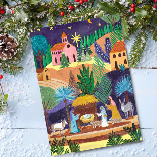 Cartão Postal De Festividades Cena de Natividade Religiosa Glória a Deus