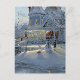 Cartão Postal De Festividades Cena de Neve do Natal de inverno