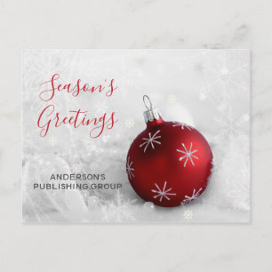 Cartão Postal De Festividades Cena de Neve Elegante Red Ornament Feriado Comerci