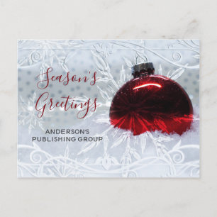 Cartão Postal De Festividades Cena de Neve Elegante Red Ornament Feriado Comerci