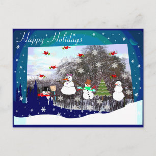 Cartão Postal De Festividades Cena de Neve Feliz Feriados