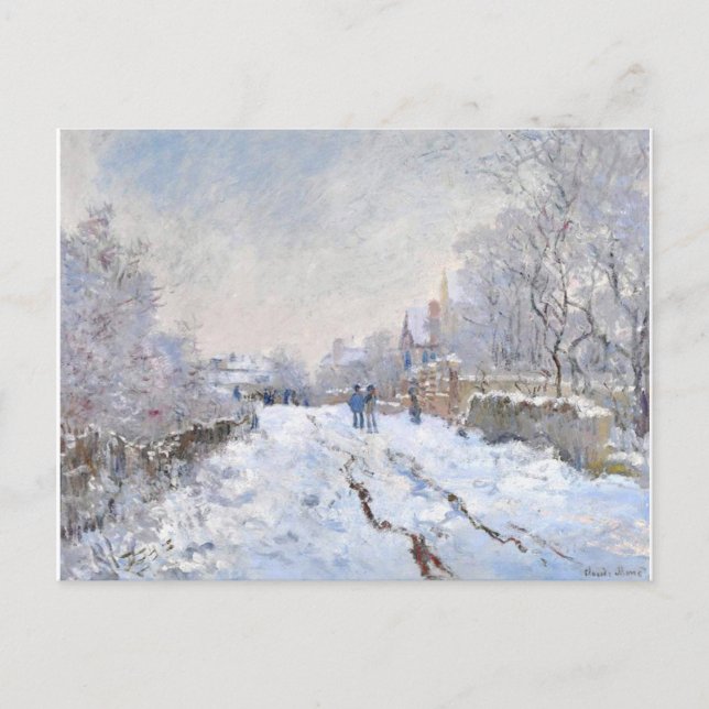 Cartão Postal De Festividades Cena de Neve-Monet (Frente)