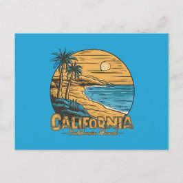 Cartão Postal De Festividades Cena de Praia do Pôr do Sol Retro da Califórnia