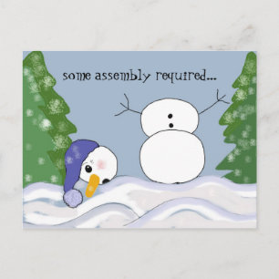 Cartão Postal De Festividades Cena do Boneco de Neve Engraçado