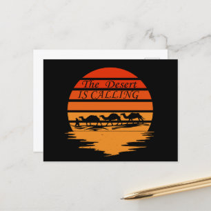 Cartão Postal De Festividades cena do deserto com camelos de proteção solar