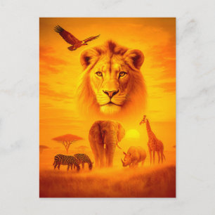 Cartão Postal De Festividades Cena do Grupo Africano da Vida Selvagem em Dupla E