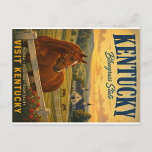 Cartão Postal De Festividades Cena paisagística vintage do estado do Kentucky Bl