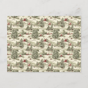 Cartão Postal De Festividades Cenário de inverno no País dos natais vintages