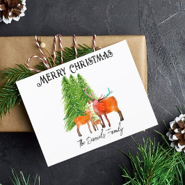 Cartão Postal De Festividades Cervo de Natal na Neve