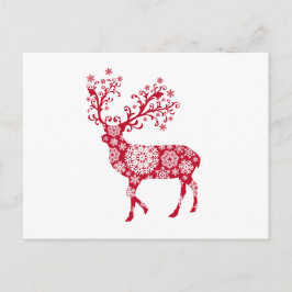Cartão Postal De Festividades Cervos vermelhos do Natal com flocos de neve