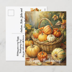 Cartão Postal De Festividades Cesta com Pumpkins Feliz Ação de Graças