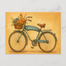 Cartão Postal De Festividades Cesta de Bicicleta Vintage Flores Presente para Qu