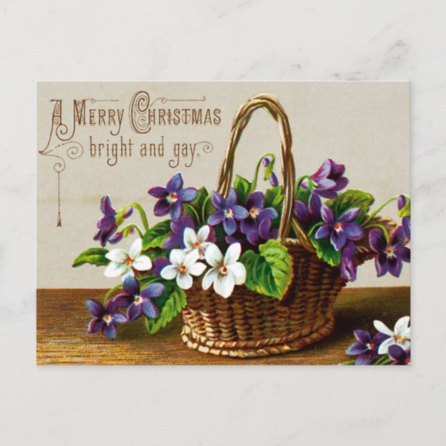 Cartão Postal De Festividades Cesta de Natal (Frente)