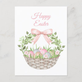 Cartão Postal De Festividades Cesta de Páscoa Floral Rosa