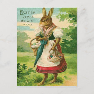 Cartão Postal De Festividades Cesto de Coelhinhos de Páscoa Colorido
