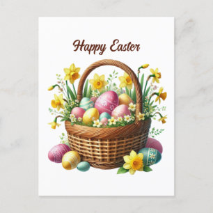 Cartão Postal De Festividades Cesto de Felz pascoa