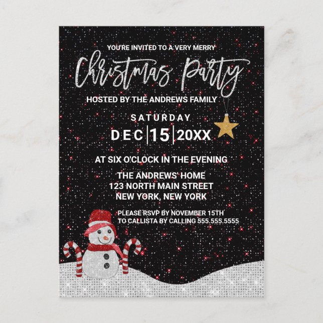 Cartão Postal De Festividades Céu Neve Céu Noturno Branco Branco Bonito Natal Br (Frente)