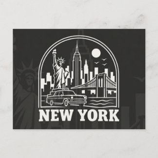 Cartão Postal De Festividades Céu Vintage da Cidade de Nova York | Viagem Retro