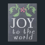 Cartão Postal De Festividades CHALKBOARD PARECE DE Natal<br><div class="desc">Alegria ao mundo! Legal placa de estilo chalkboard. Disponível em dois tamanhos de cartões com envelopes ou postais.  
 Comprar um ou cem ou mais! Quando você comprar em massa você salva.  Totalmente personalizável,  adicione uma saudação e personalize o conteúdo do seu coração. 
De Scarebaby Design,  apoiado pela garantia Zazzle.</div>