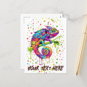 Cartão Postal De Festividades Chameleon Paint mantém estilo aquarela