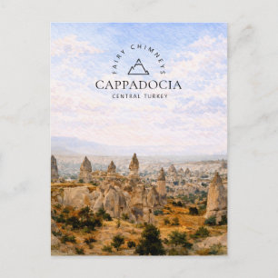 Cartão Postal De Festividades Chaminés de Fadas Capadócia Turquia Aquarela
