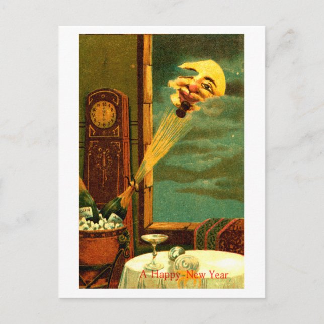 Cartão Postal De Festividades Champanhe 1908 Ano Novo (Frente)