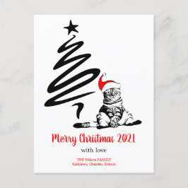 Cartão Postal De Festividades Chapéu de Natal e Papai Noel Engraçado Branco Negr