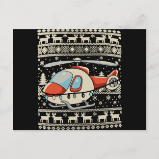 Cartão Postal De Festividades Chapéu de Papai Noel Helicóptero Luzes de Natal Xm