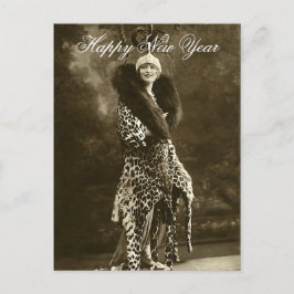 Cartão Postal De Festividades Chapéu Horrendo e Casaco Ano Novo