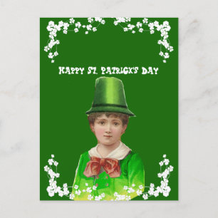 Cartão Postal De Festividades Chapéu Irlandês Vintage Dia de São Patrício Filho/