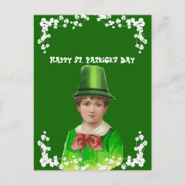 Cartão Postal De Festividades Chapéu Irlandês Vintage Dia de São Patrício Filho/
