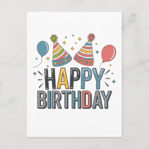 Cartão Postal De Festividades Chapéus de Festa de Aniversário Feliz
