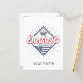 Cartão Postal De Festividades Charlotte City North Carolina Estados Unidos EUA