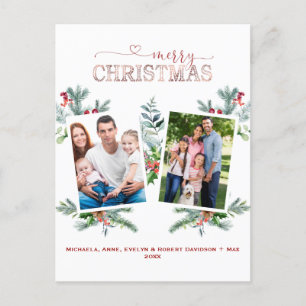 Cartão Postal De Festividades Charm Photo Rosa Dourado Felry Calliografia de Nat