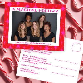 Cartão Postal De Festividades Cheerful Stars Pink Christmas Custom Business