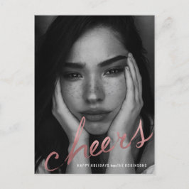 Cartão Postal De Festividades Cheers dourado rosa Férias