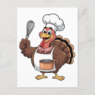 Cartão Postal De Festividades Chef Turquia - Cook Gobbler de Ação de Graças