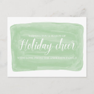 Cartão Postal De Festividades Cheque de Feriado de Aquarela Verde