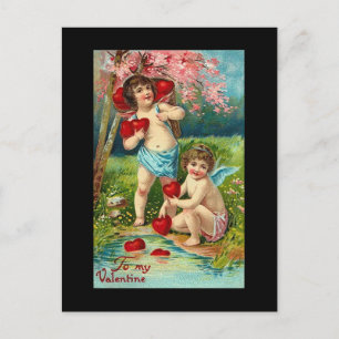 Cartão Postal De Festividades Cherubs Dias de os namorados Vintage