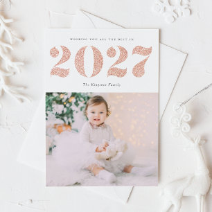 Cartão Postal De Festividades Chic 2022 Rosa Dourado Brilho Feliz Ano Novo Foto