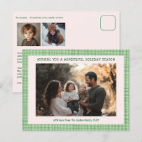 Chic Gingham Pink Green Christmas Personalizado 3