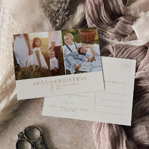 Cartão Postal De Festividades Chic Moderno   Foto Dourada Colagem Notícias de Na