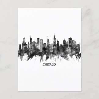 Cartão Postal De Festividades Chicago Illinois Skyline BW