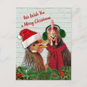 Cartão Postal De Festividades Chickens Wish You A Merry Christmas