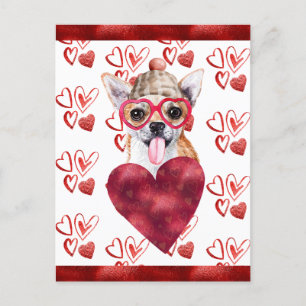 Cartão Postal De Festividades Chihuahua Hearts Dog Lover Namorados Gift
