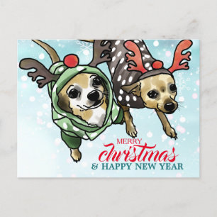 Cartão Postal De Festividades Chihuahua Mix Personalizado para o Natal