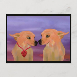 Cartão Postal De Festividades Chihuahua Namorados Love