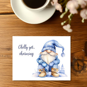 Cartão Postal De Festividades Chilly Yet Charming Gnomo