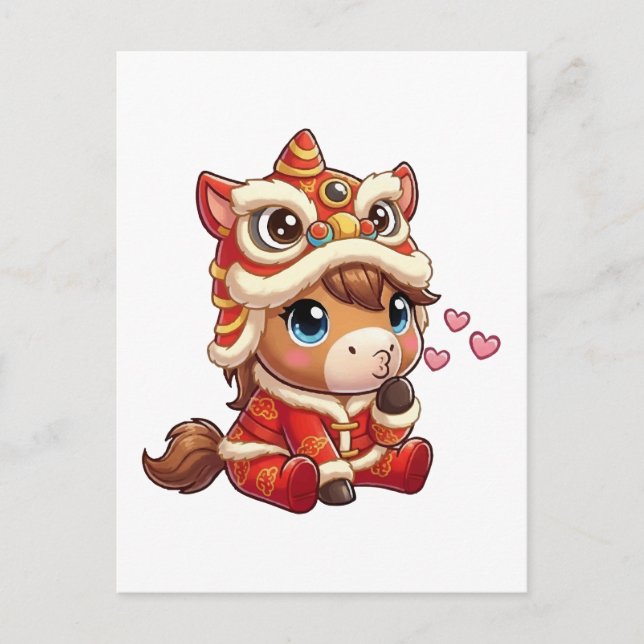 Cartão Postal De Festividades Chinese New Year Horse 2026 Zodiac (Frente)